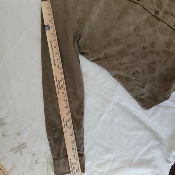 Territory Ahead Floral Brown Long Sleeve Shirt Flocked  Designs Size XL - Picture 12 of 14